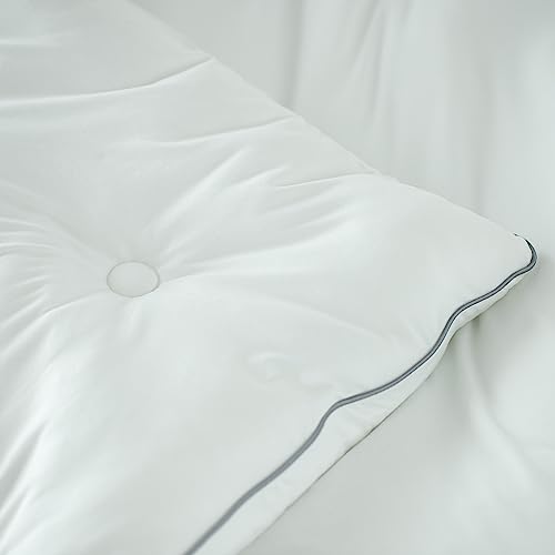 KASENTEX Lightweight Jersey Knit California King Comforter Set - Soft Bed Set - Noiseless Duvet Insert 3 Piece Solid Breathable– Light King Comforter with 2 Pillow Shams (White, 96x106”)