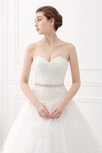 ScelleBridal Sweetheart Strapless A-line Lace Appliques Wedding Dresses for Bride Ivory 6