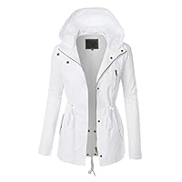 SOMESHINE Womens Coat Winter Warm Hoodie Sweatshirt Slim Fit Monochrome Zipper Long Hooded Jacket Jumper Parka Outwear(White,S)