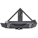 Smittybilt 76856 XRC Black Textured Rear Bumper with Hitch and Tire Carrier for Jeep Wrangler/Wrangler Unlimited