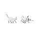 LUHE Cat Earrings Sterling Silver Cute Hypoallergenic Kitten Cat Jewelry for Women (Cat stud earrings)