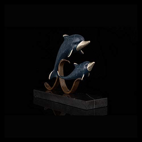 Sculptures Statues Ornaments Figurine Collectible Collectible figurines Vintage Solid Bronze Copper Metallic Dolphin Artwork Decoration Statue Sculpture