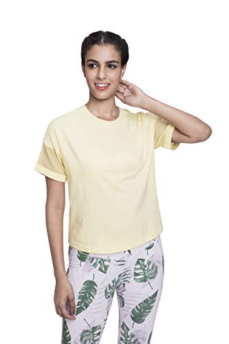 Satva Premium Organic Cotton Racerback Mesh Short Sleeve T-Shirt Round Neck For Yoga Workout Running Sports Training Cycling Jodo Tee, Yellow, X-Small - Thumbnail 7