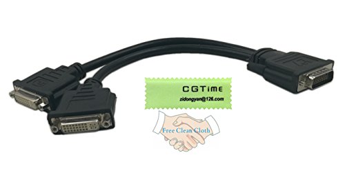 CGTime DMS-59 to DVI Splitter Cable Connector For Dual Monitor Setups or as a DVI Adapter Y Cord Dongle-10inch