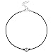 MJartoria Faux Pearl Choker Necklace-Women Black Leather Cord Lobster Buckle Faux Pearl Choker Necklace (A-Single Pearl)