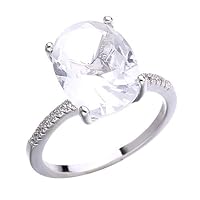 Toporchid Classic Big Oval Egg Shape White Fire Opal Ring Cubic Zirconia Engagement Wedding Ring Jewelry for Women(Size 7)