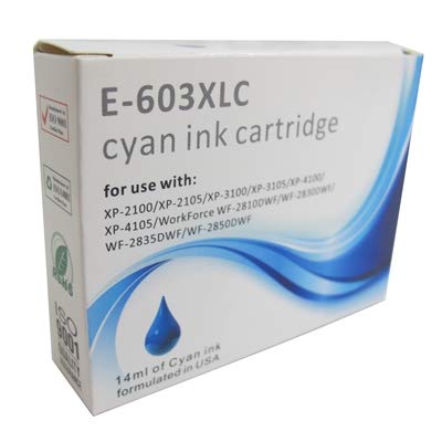 Compatible CYAN Ink cartridge for Epson XP-2100, XP-2105, XP-3100, XP-3105, XP-4100, XP-4105, WF-2810DWF, WF-2830DWF, WF-2835DWF, WF-2850DWF. 14ml 603XLC. Starfish INK (CYAN)