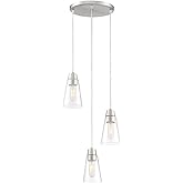 DESIGNERS FOUNTAIN Echo 3-Lights Pendant Light, 24 Inch Hanging Ceiling Fixture for Kitchen Island and Dining Room, Satin Pla