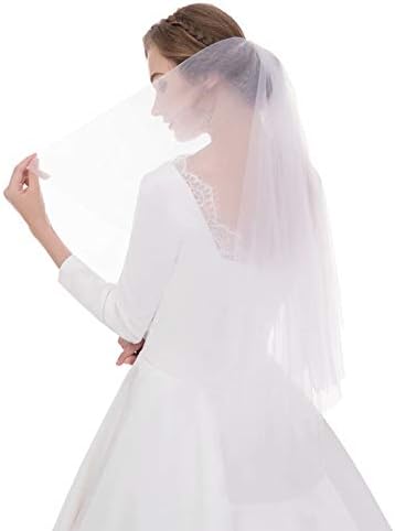 Sunny zeyu Women's Simple Tulle Bridal Veil Short Wedding Veil 2layers With comb