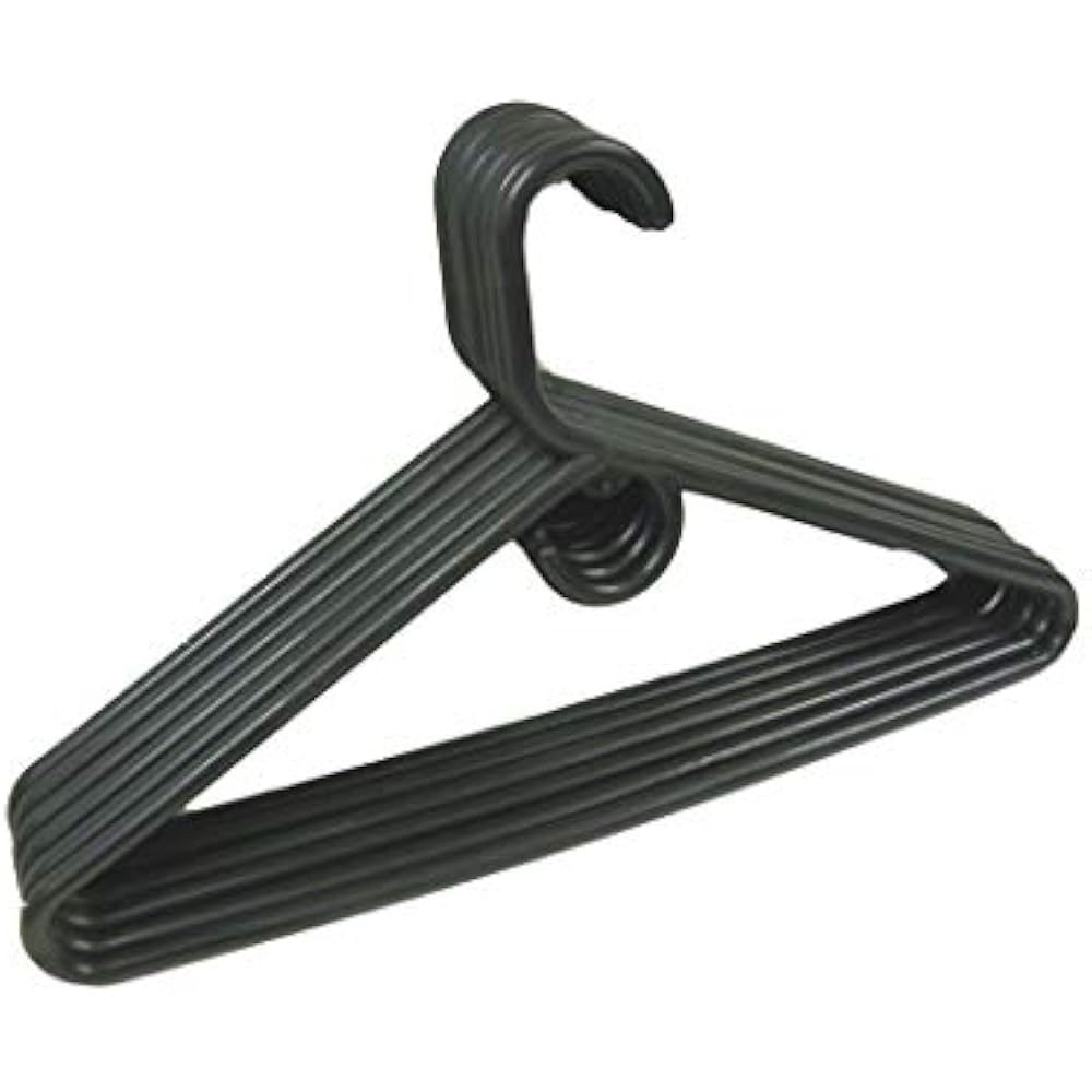 Set Of 6 Heavy Duty Tubular Hangers Black Jumbo Plastic Adult Cloth