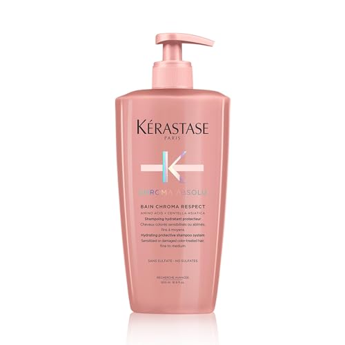 Kérastase Pflegendes Shampoo für geschädigtes und coloriertes Haar, Für mehr Glanz und Geschmeidigkeit, Bain Chroma Respect, Chroma Absolu, 500 ml