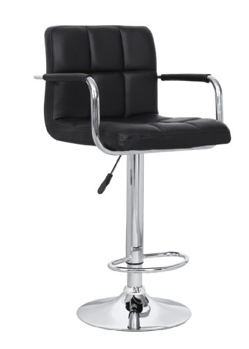 Christies Home Living Contemporary Adjustable Swivel Arm Bar Stool with Cushion, Black