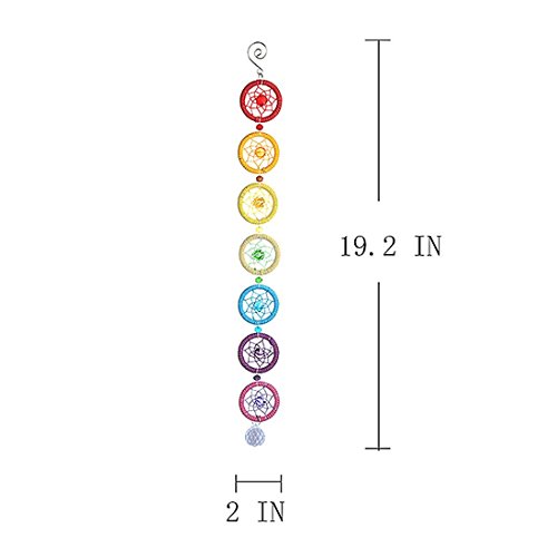 H&D Chakra Dream Catcher with 20mm Crystal Chandelier Ball Prisms Suncatcher Handmade Rainbow Fengshui Pendant
