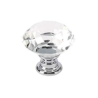 5 Pcs Crystal Glass Cabinet Knobs-30mm Diamond Shape Pulls Handles for Drawer Dresser Kitchen Cabinets Wardrobe Bathroom Cabinet Desk - YL00008 (Clear)