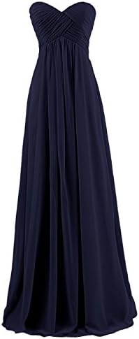 BISLU Sweetheart Bridesmaid Chiffon Prom Dress Long Evening Gown Navy 3XL