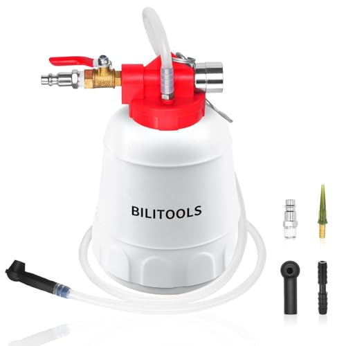BILITOOLS 1L Universal Brake Bleeding Device Motorcycle & Car - Compressed Air Vacuum Brake Fluid Changer - Professional Brake Bleeding Set Including 4 Adapters