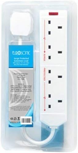 3x Eurosonic 2m 4-Gang Surge Protected Extension Lead