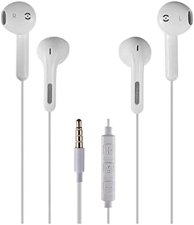 KUYiA Noise Isolating Earphones, Premium In-Ear Headphones Built-in Volume Control Microphone, Deep Bass Stereo Music Wired Earbuds Compatible with Apple iPhone iPad Samsung OnePlus LG Laptop - White