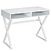 Tangkula White Desk with Storage, Makeup Vanity Table for Bedroom, Multifunctional Study Table with 2 Storage Compartments, Writing Desk for Home Office