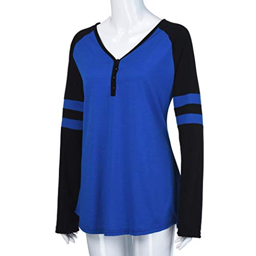 Clearance Sale Orangeskycn Women Pullover Stripe Patchwork Plus Size V Neck Tops - Thumbnail 5
