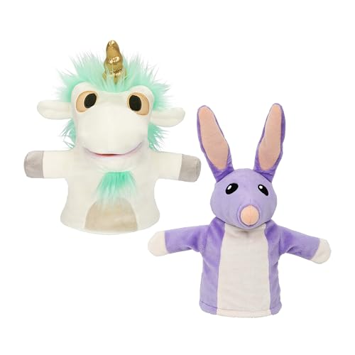 Bluey Unicorse and Bob Bilby Plush Puppet Pack of 2, 8-9”, Soft, Animal Puppets Made for Little Hands, Cuddly Puppets for Kids Ages 3+