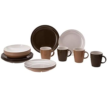 Gimex melamina Cocina de Classic Line Earth 16 Piezas, 4 Tazas, 4 ...