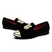 Men Genuine Leather Mens Metallic Textured Slip-on Glitter Loafers Shoes, Black/01, 9.5 US
