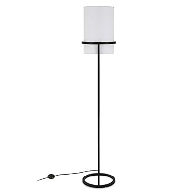 Casimir 62" Tall Floor Lamp with Fabric Shade in Blackened Bronze/White 31ZD9D02goL