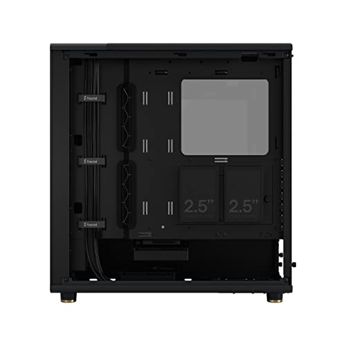 Fractal Design North Charcoal Black Tempered Glass Dark - Wood Walnut Front - Glass Side Panel - Two 140Mm Aspect Pwm Fans Included - Type C Usb - Atx Airflow Mid Tower Pc Gaming Case - View 15