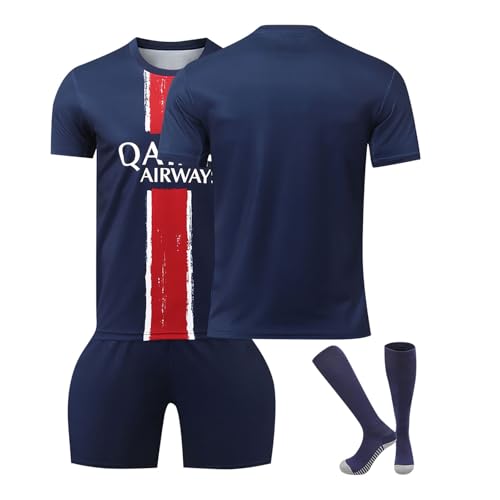 Paris Football Jersey Personalised with Name Number, PSG Football Training T-Shirt and Socks Set for Children and Adults