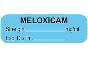 UAL United Ad Label Anesthesia Labels MELOXICAM MG/ML, 1-1/2" x 1/2", Permanent Paper Label, Blue, One Roll of 610 Labels