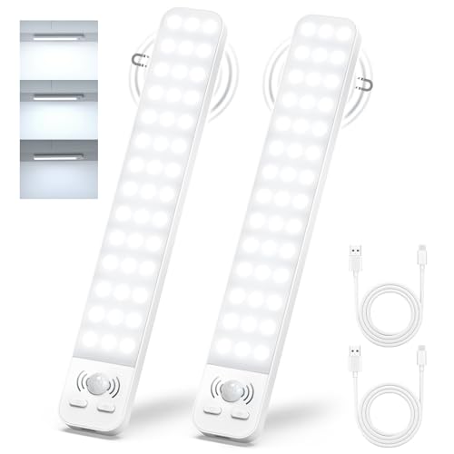 Generico LED Cabinet Lights with Sensor, 2000 mAh USB Rechargeable LED Under Cabinet Light, LED Magnetic Under Cabinet Light, Rechargeable LED Lamp for Wardrobe, Kitchen and Hallway (2 Pieces)