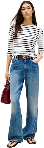 Camiseta de Manga Larga Mujer New Cody Slim Cuello Barco, Multicolor (Breton/ECU/Dark Night Navy), M