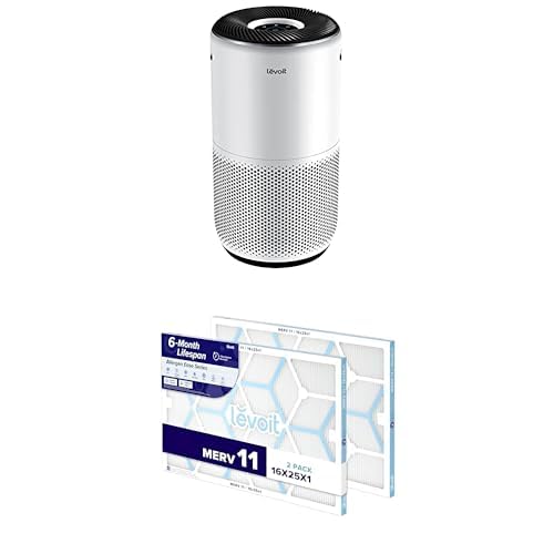LEVOIT Air Purifiers for Home Large Room Core 400S-P, White + LEVOIT 16x25x1 Air Filter, MERV 11, 6-Month Pleated 1-Inch Electrostatic AC Furnace Air Cleaning Filter, 2 Pack Image