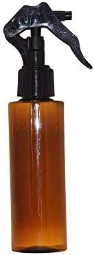 WM (Bulk Pack of 24) - 4 Oz Amber Refillable, Empty Cylinder PET Plastic Bottles w/Black Trigger Spray (Amber-Black)