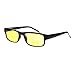 Mens Small Face Snug Fit Color Lens Rectangular Plastic Frame Sunglasses Yellow