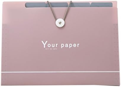 1 Pack Poly Frequency Expanding File, 5 Pockets File Folder, Flap and Cord Closure Accordion Document Folder, Letter Size,Purple