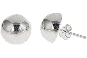 BLUE APPLE CO. Half Ball Button Moon Stud Post Earring 925 Sterling Silver