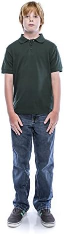 ALL Polo Big Boy's Short Sleeve 3 Button Plain Polo Shirts for Boys, Size 20, Hunter Green