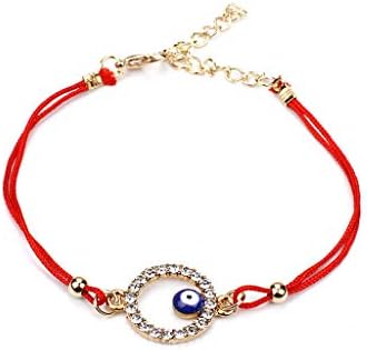 dfsdmlp Evil Eyes Bracelets,Fashion Full Crystal Evil Eyes Lucky Hamsa Kabbalah Red String Bracelets