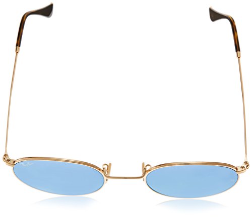 Ray-Ban ROUND METAL - SHINY GOLD Frame LIGHT BLUE FLASH Lenses 50mm Non-Polarized