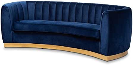 Amazon Com Baxton Studio Milena Upholstered Velvet And Wood Sofa