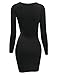 Doublju Womens V-Neck Fitted Long Sleeve Basic Knit Sweater Mini Dress