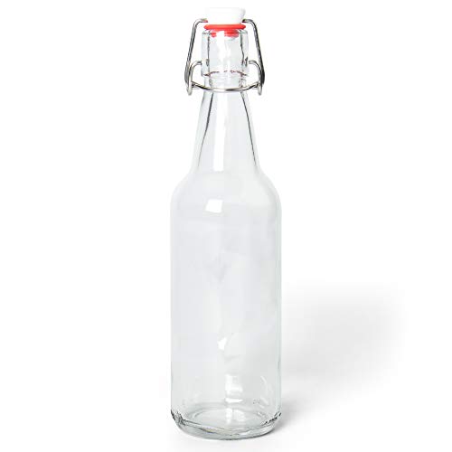 11 oz. Clear Glass Grolsch Beer Bottles - Airtight Seal with Swing Top/Flip Top Stoppers - Supplies for Home Brewing & Fermenting of Alcohol, Kombucha Tea, Wine, Homemade Soda (12-pack)