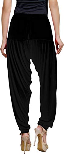VALAR Women's Viscose Solid Patiala Pant (Black)
