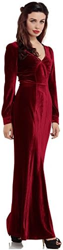 Voodoo Vixen Olive Maxi Embossed Velvet Red Prom Dress (L)