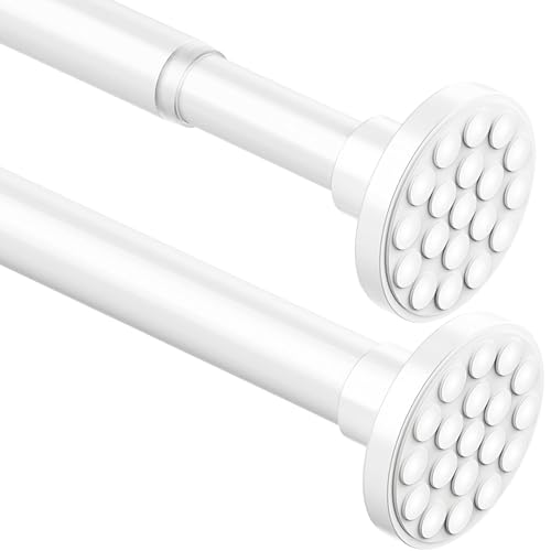 Shower Curtain Rod, 300cm Long Extendable No Drilling for Bathroom Bedroom White (85-270CM Φ32mm)