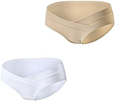 LUPRES 2pcs Under The Bump Maternity Underwear (Modal Premium Cotton), Trademark Protected (XL - 2pack - White/Beige)