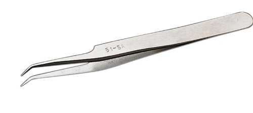Erem 51SA Stainless Steel Curved Micro Fine Anti Magnetic Tweezer, 4.5" Overall Length
