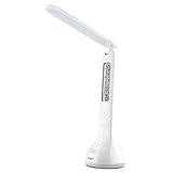 AUKEY Rechargeable Desk Lamp with Alarm Clock Calendar Date Temperature, RGB Base Light, Dimmable 3 Brightness Levels and Touch Panel